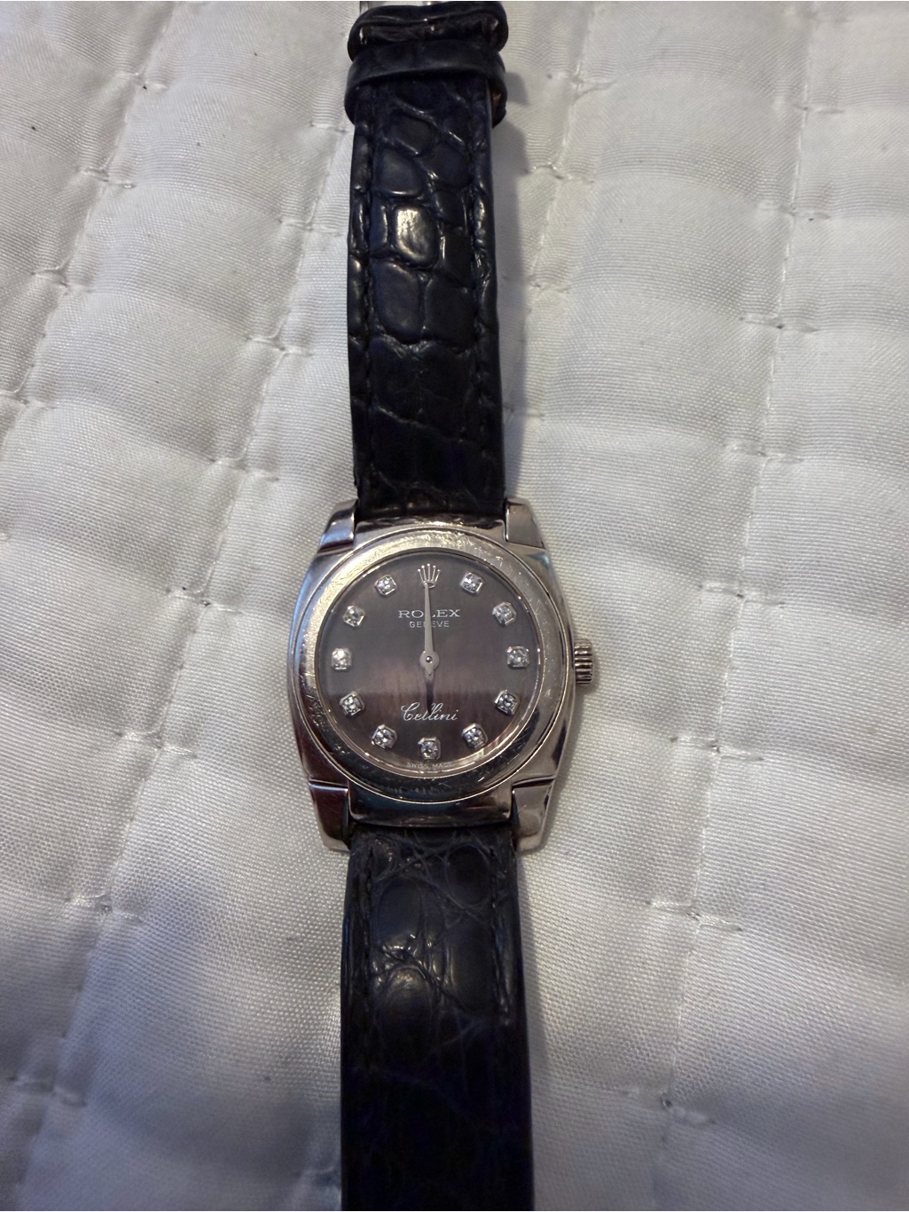 Rolex Cellini 18k White Gold Black Leather Strap Rolex Cellini 18k White Gold Black Leather Strap